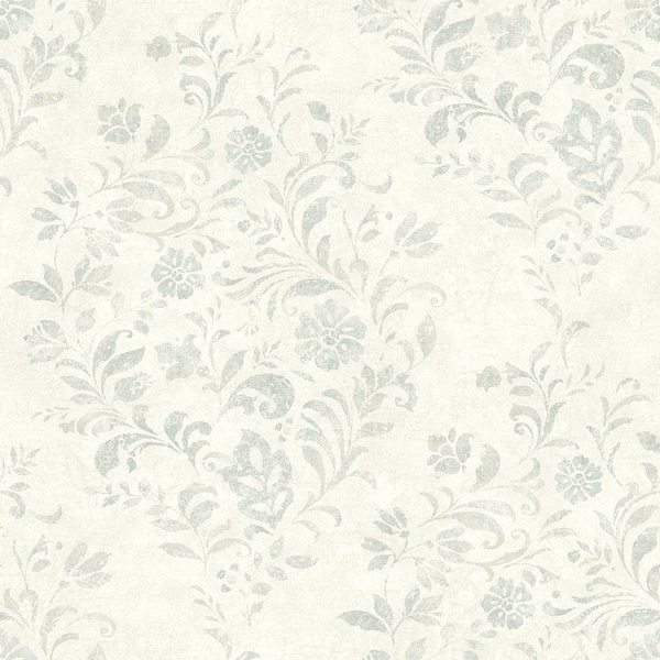 Manhattan Comfort Glendale Isidore Aqua Scroll 33 ft L X 205 in W Wallpaper BR4072-70009 - main